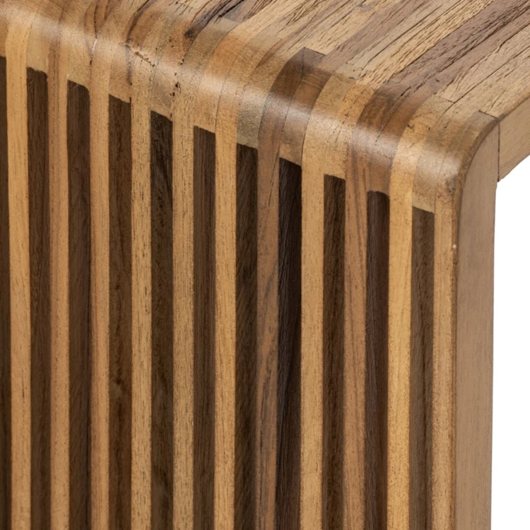 TABLE D'APPOINT À LATTES BOIS RECYCLÉ NOIR