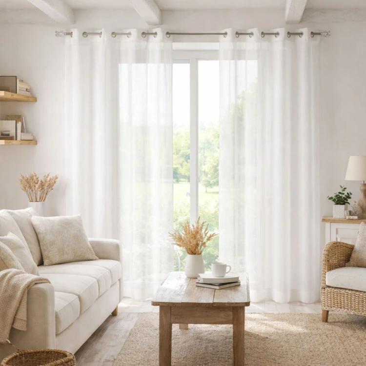 Voilage rayures brodées ton sur ton