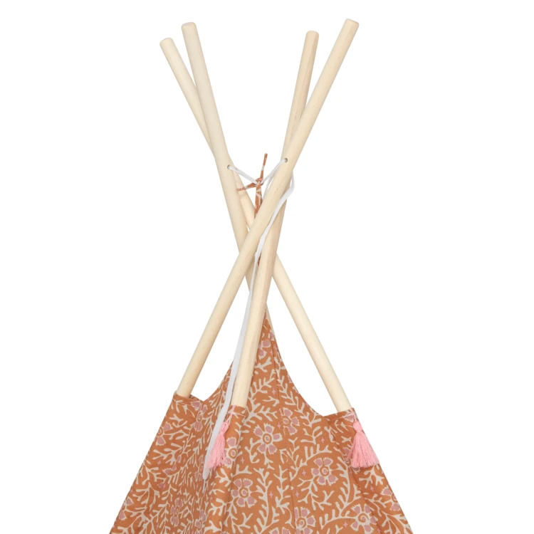 Tipi enfant avec tissu décoratif et structure en bois