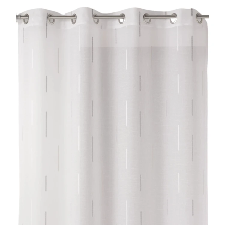 Voilage blanc print traits blancs et gris