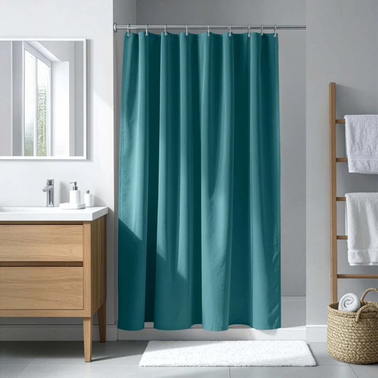 Cortina de duche simples com ganchos