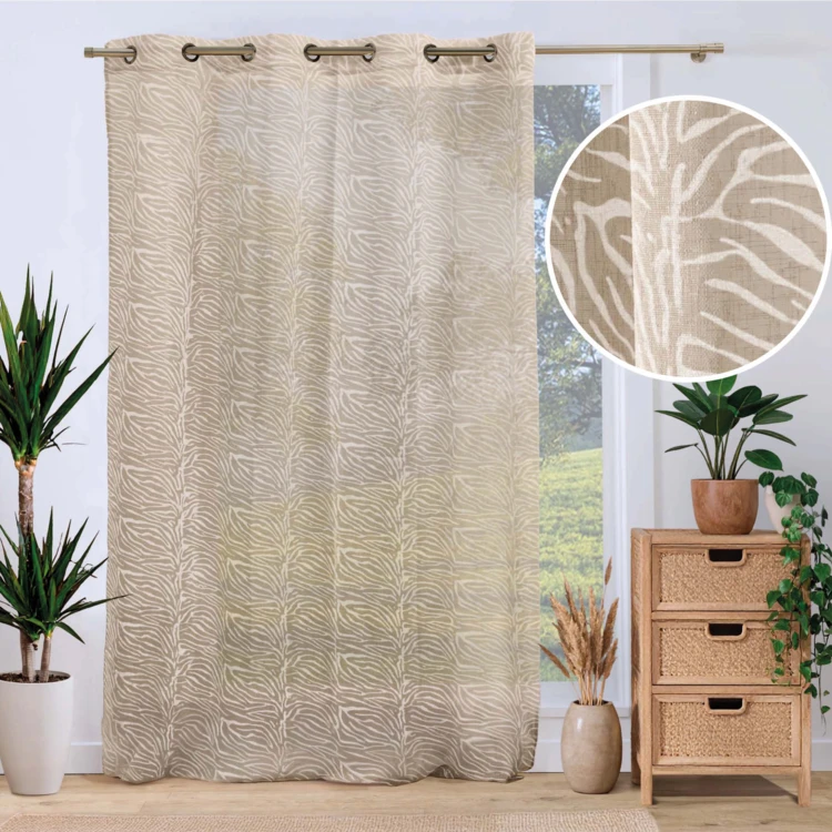 Voilage tamisant à œillets en voile tissé à motif zébré