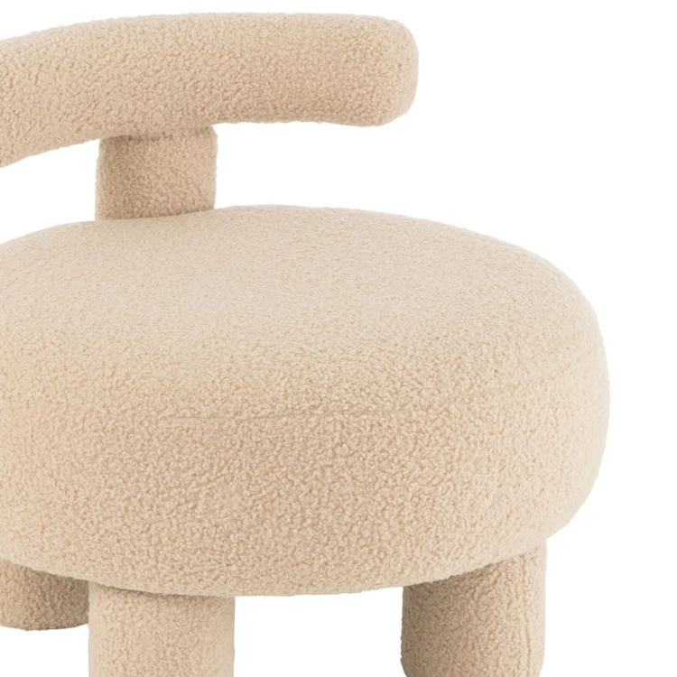 Pouf rond avec dossier en tissu bouclette