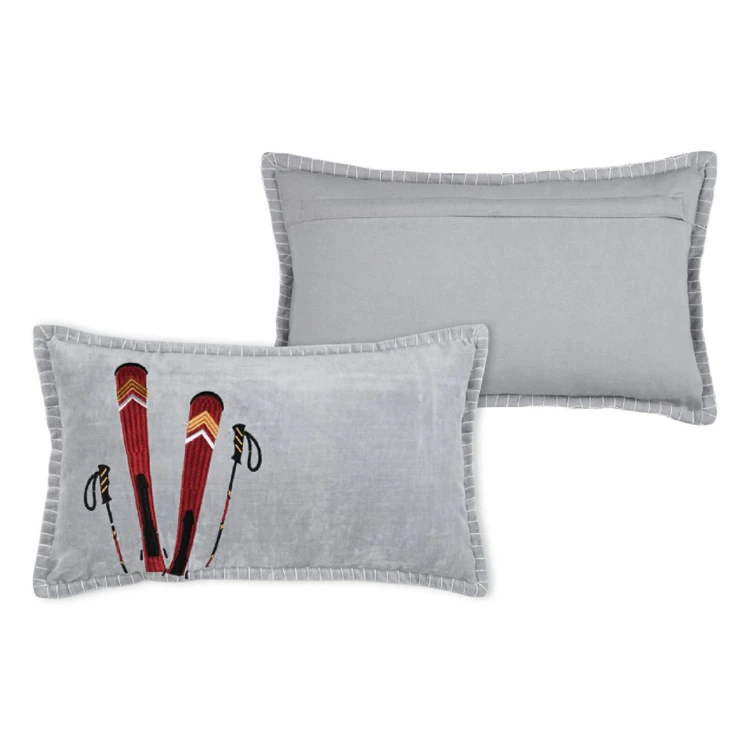 Coussin rectangulaire ski en velours