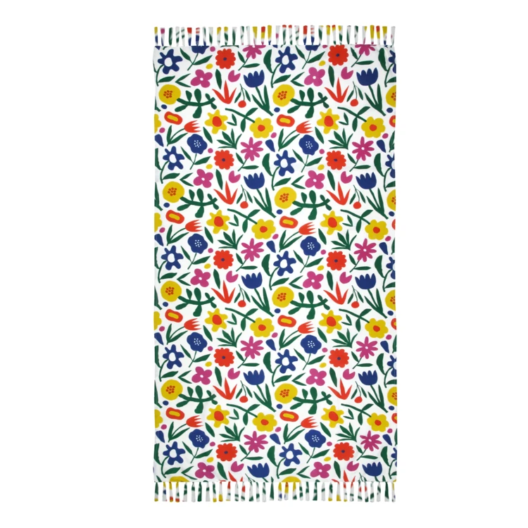 Fouta polycoton légère motif floral