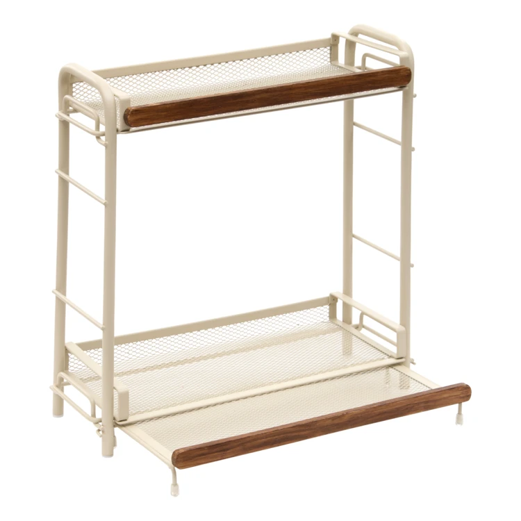 Etagère 2 niveaux amovibles en métal avec porte-rouleau