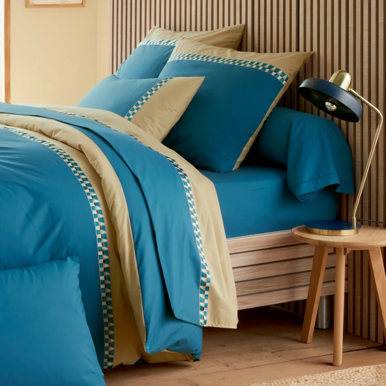 Drap plat percale de coton géométrique