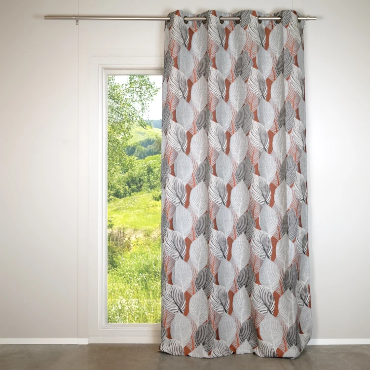 Rideau jacquard motif feuilles de ficus