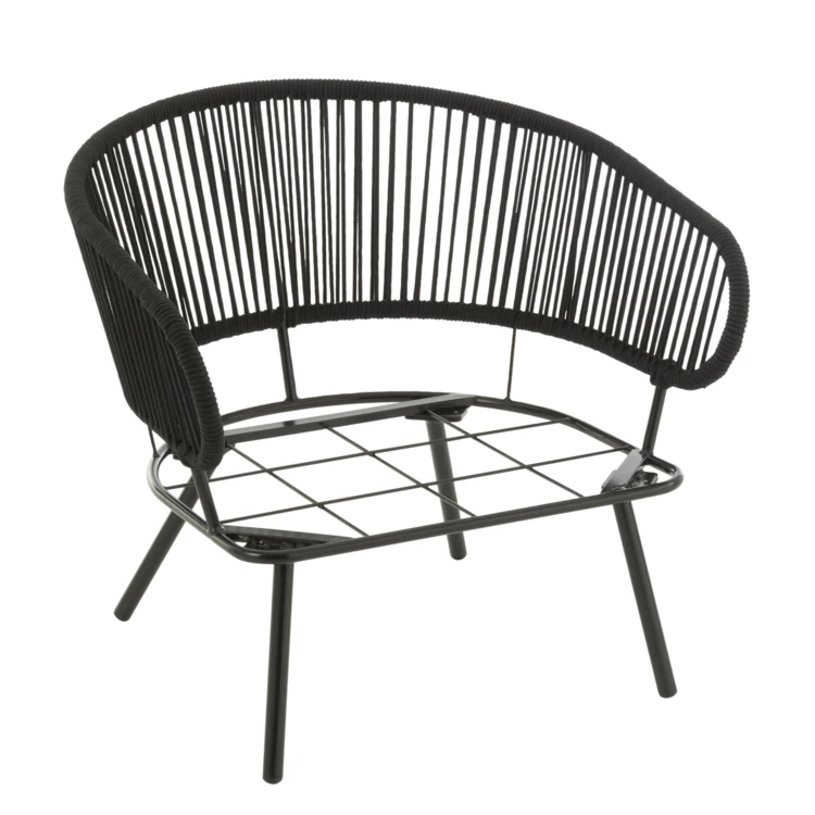 Ensemble 3 pièces en métal et rotin extérieur