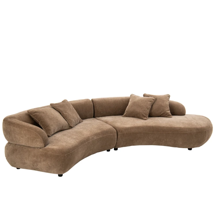 Canapé 4 places avec 4 coussins en contreplaqué et tissu