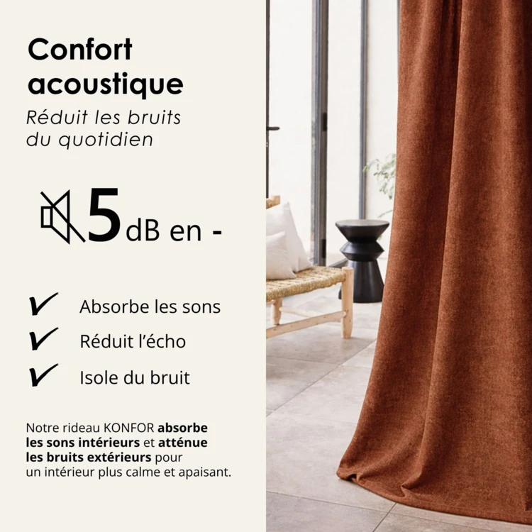 Rideau thermique phonique et semi occultant KONFOR