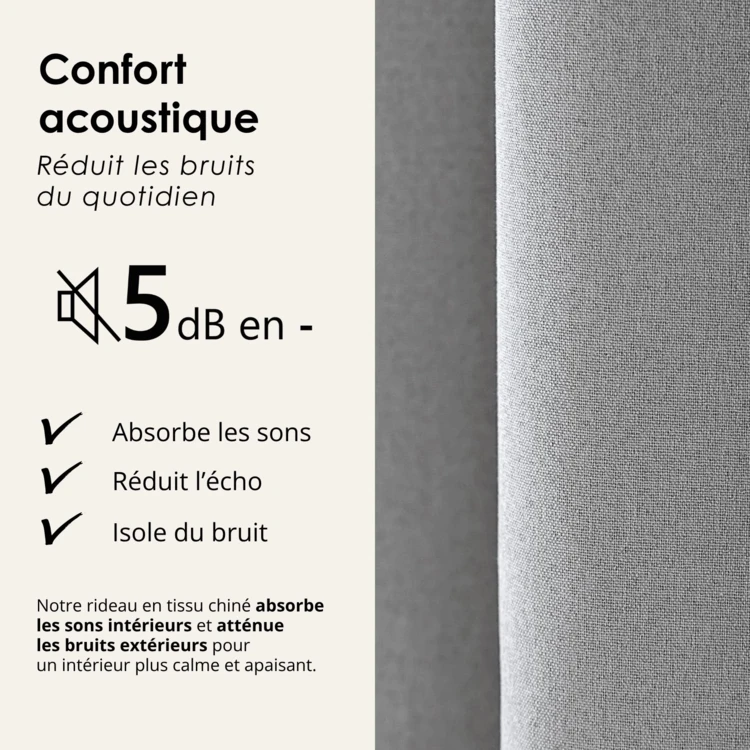 Rideau 100% occultant thermique phonique chiné