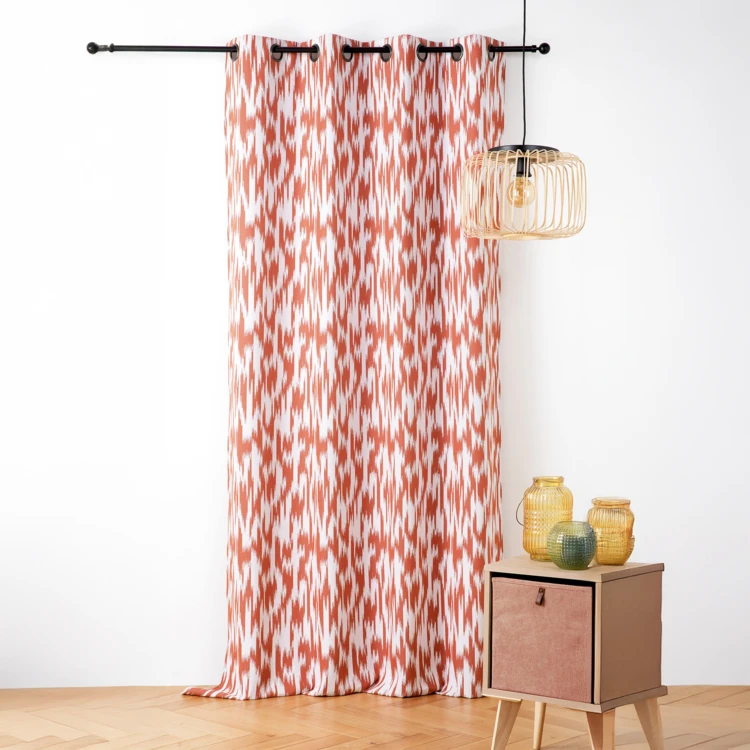 Rideau jacquard motif ikat en fils upcyclés