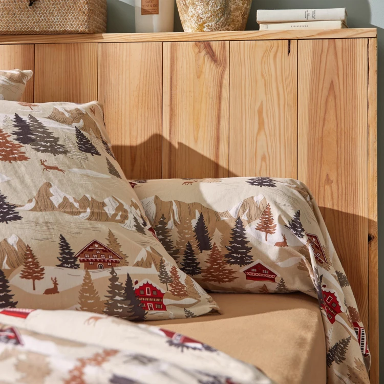 Parure de draps 3 pièces flanelle de coton montagne drap + taies