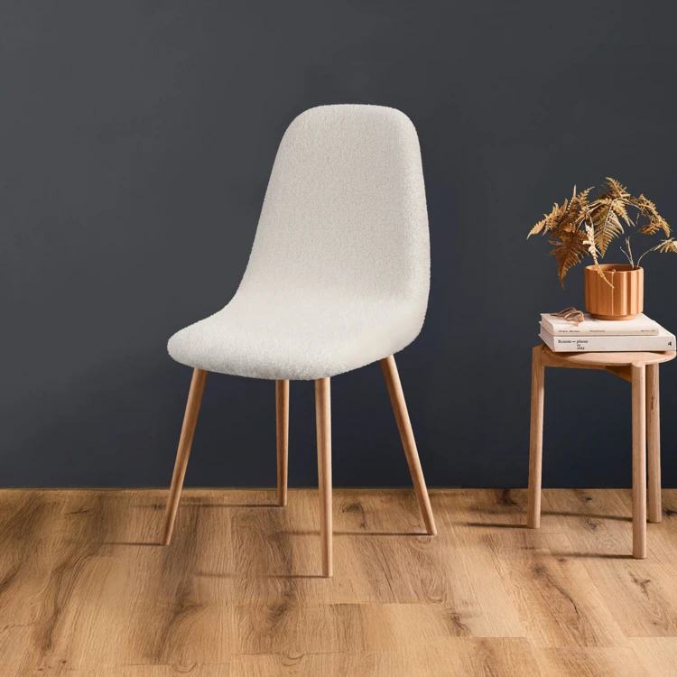 Housse de chaise scandinave extensible en tissu bouclette