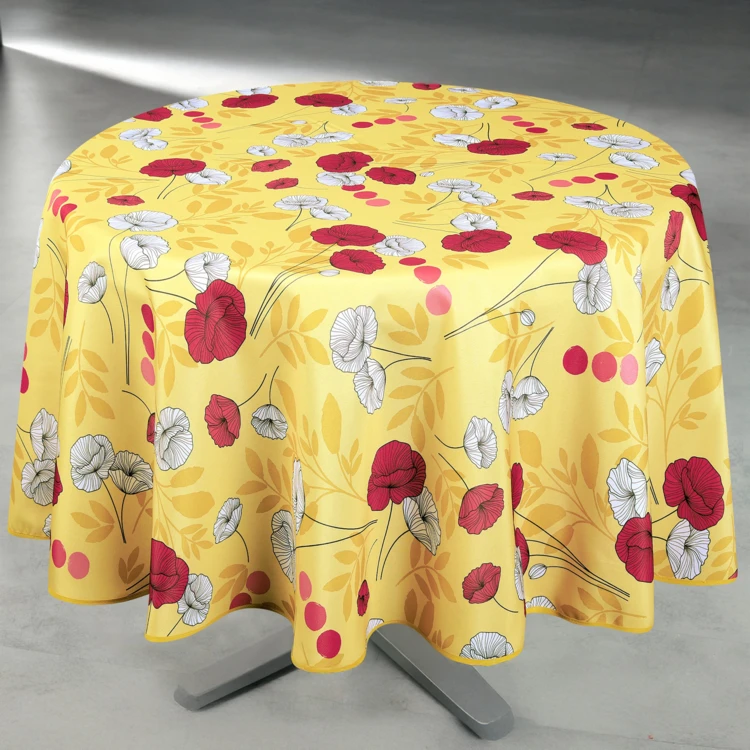 Nappe anti-tâche ronde motif coquelicots
