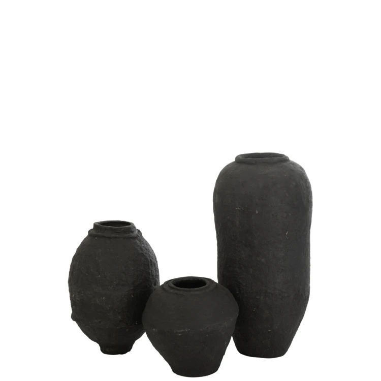 VASE PAPIER MACHE NOIR LARGE
