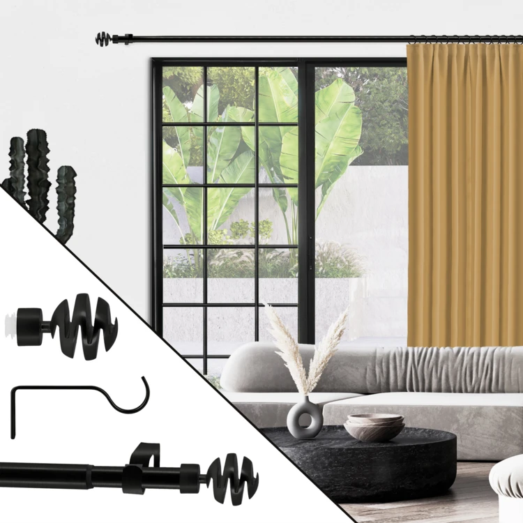 Kit tringle à rideaux extensible avec embouts spirales D19-16mm