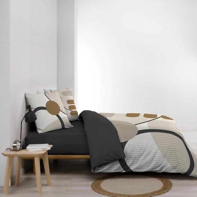 Parure de lit coton motif géométrique double face imprimée