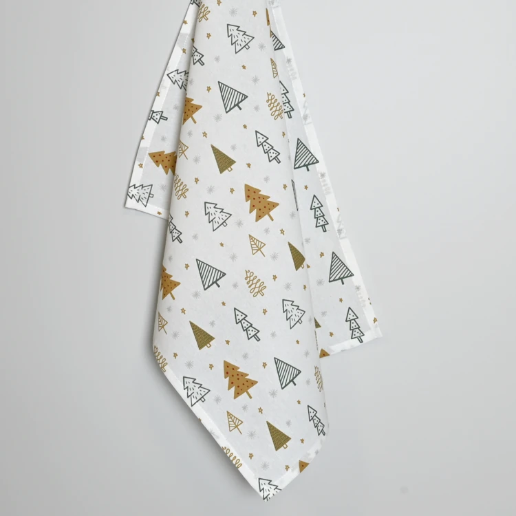 Torchons de cuisine motifs sapins en coton