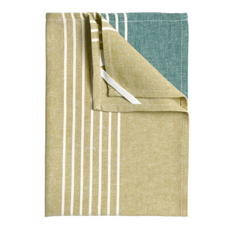 Torchon de cuisine en coton à rayures bicolores