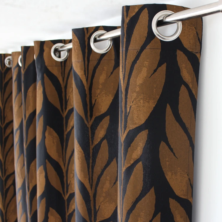 Cortina tamizante con estampado vegetal en algodón reciclado