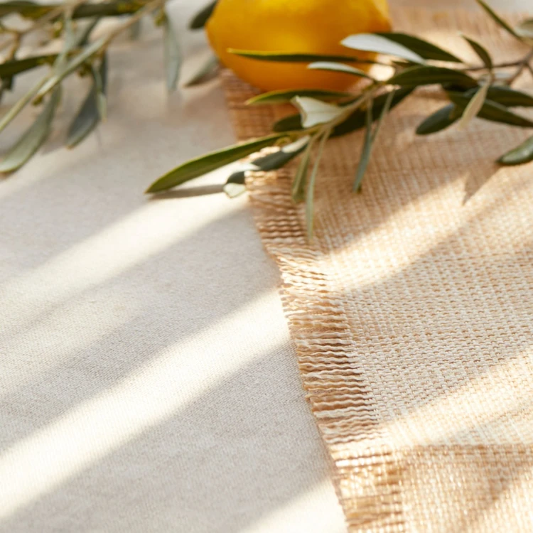Tissu imitation raphia naturel