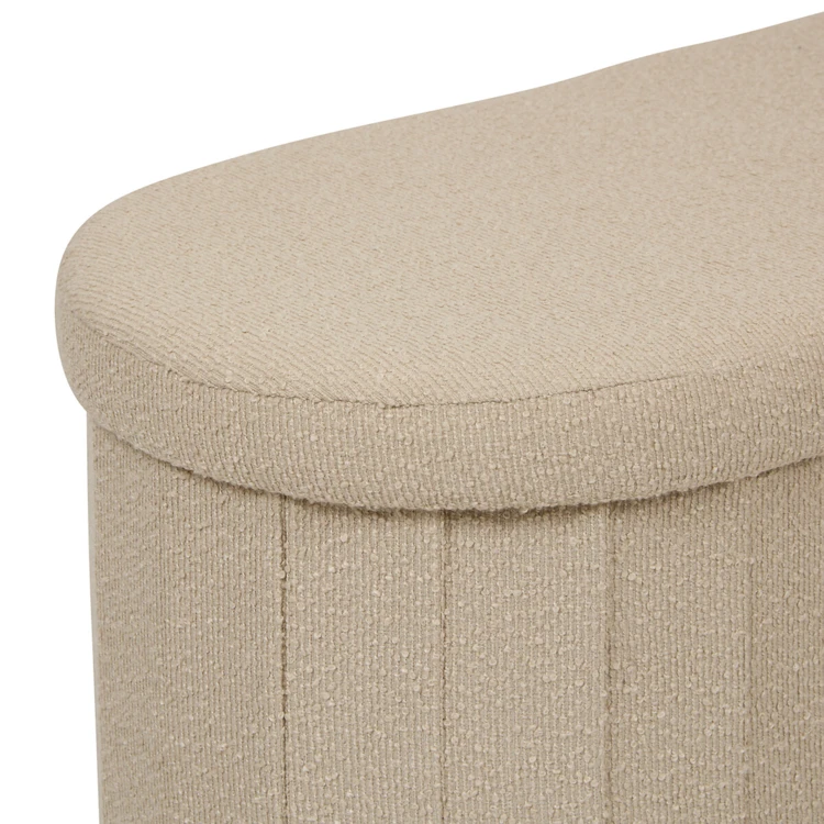 Pouf coffre pliant double en bouclette avec rangement