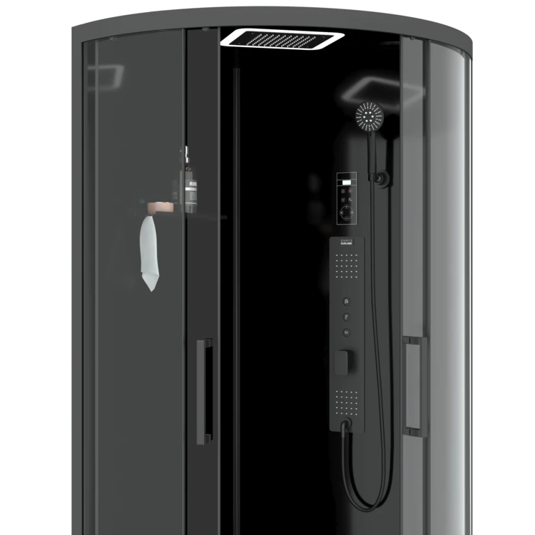 Cabine de douche hydromassante 1/4 de cercle  portes coulissantes et panneau de contrôle