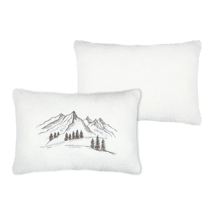 Coussin rectangulaire en bouclette à motif montagne