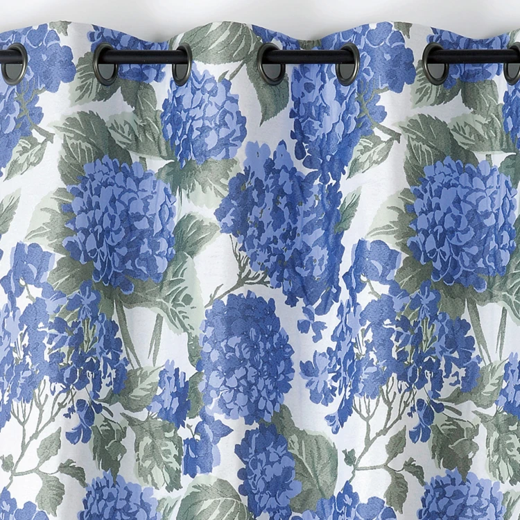 Rideau jacquard à motif hortensia
