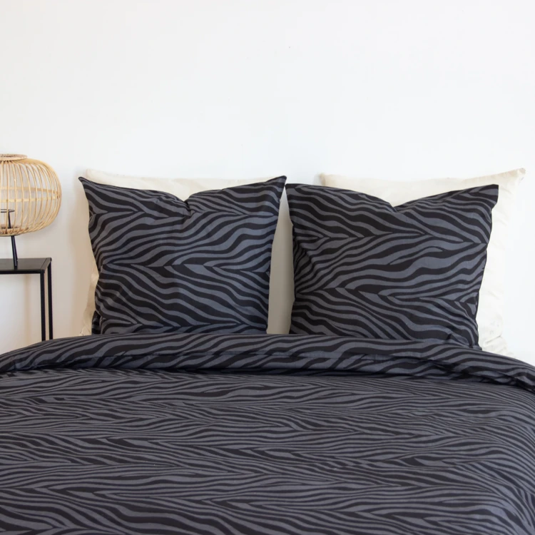 Parure de lit 3 pièces zèbre coton housse + taies