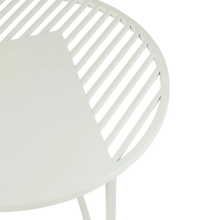 SET DE 2 TABLE D'APPOINT OUTDOOR ROND MÉTAL BLANC