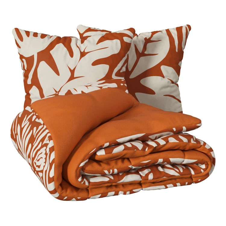 Conjunto de cama de 3 peças em algodão estampado com motivos vegetais