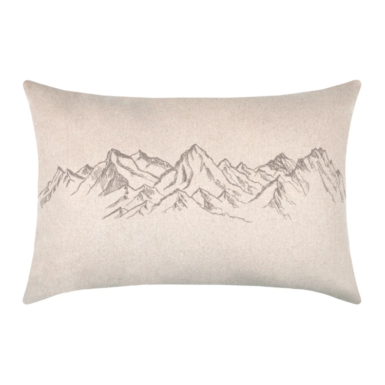 Coussin décoratif à motif montagnes brodé