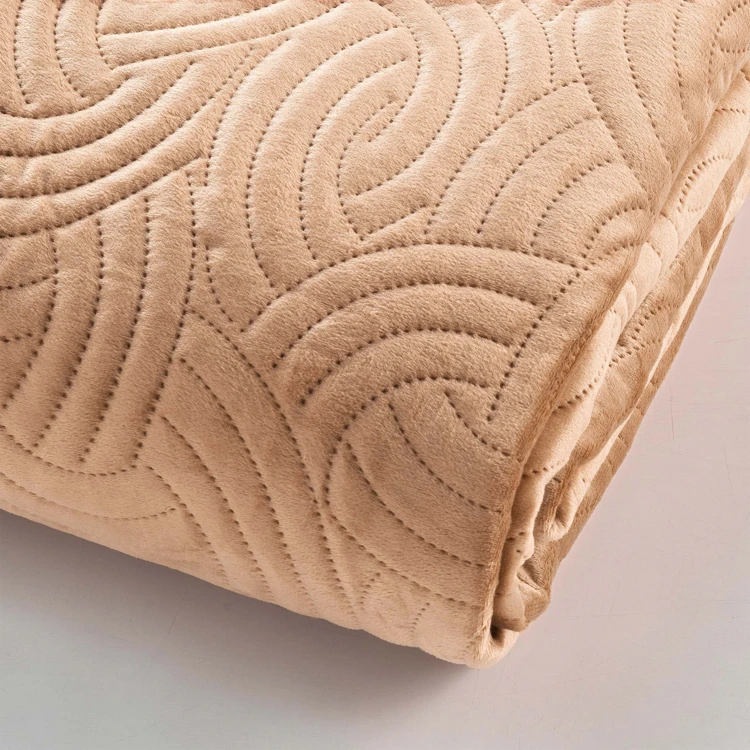 Couvre-lit 3 pièces matelassé velours + deux taies