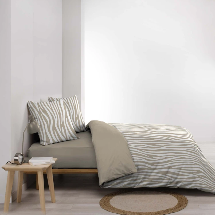 3-teiliges Bettwäscheset aus 100 % Baumwolle mit Zebra-Muster: Bettbezug + Kissenbezüge