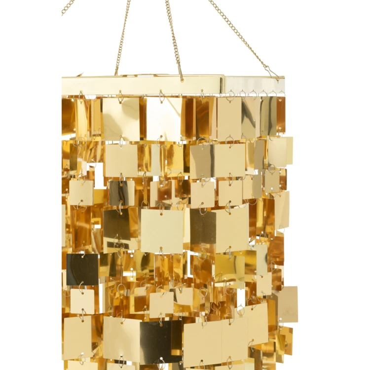 ABAT-JOUR CHANDELIER CARRÉ PVC DORÉ LARGE