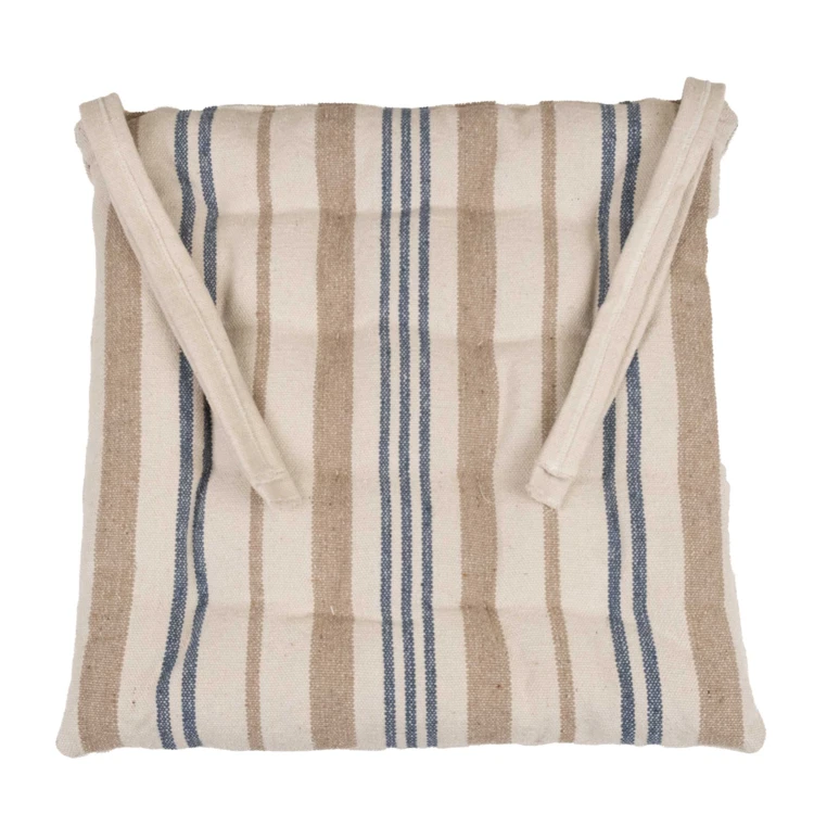 Coprisedia trapuntato a righe in tessuto canvas