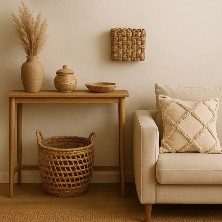 Cesta de almacenamiento de pared de fibra de palma