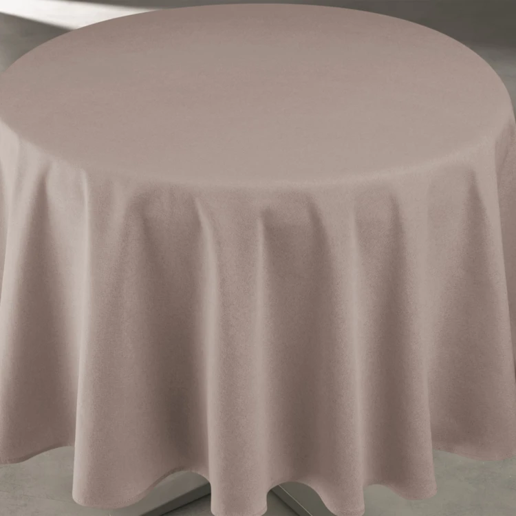 Nappe déperlante anti-taches effet lin pour table ronde