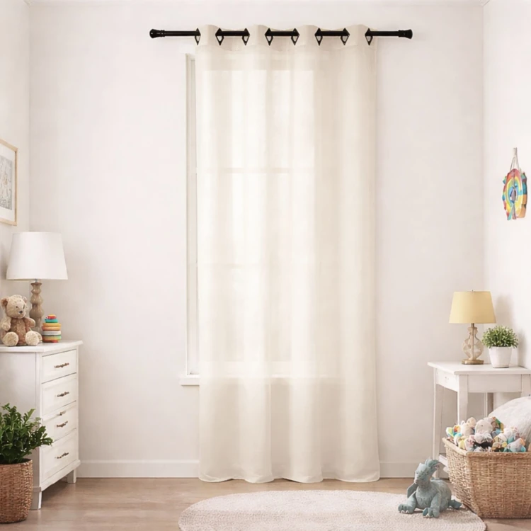 Voilage en Etamine Légère Unie à Oeillets Carrés