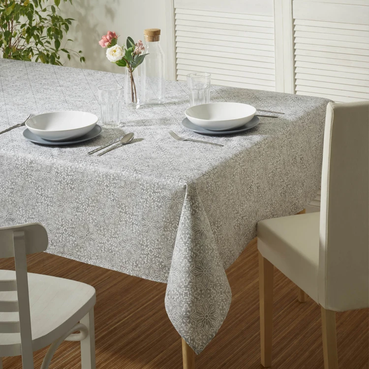 Nappe rectangulaire en polycoton enduit anti-tache graphique
