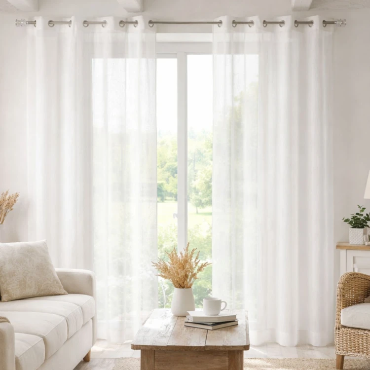 Voilage rayures brodées ton sur ton