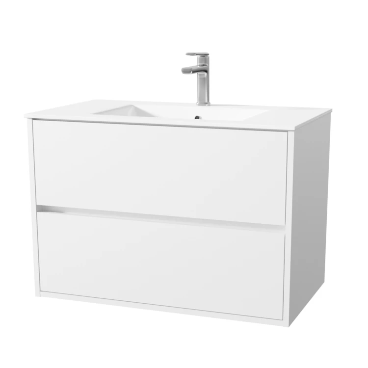 Meuble de salle de bains suspendu 2 tiroirs avec vasque