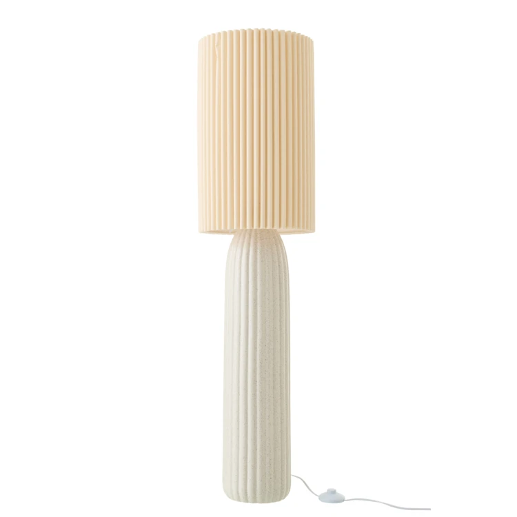 Lampadaire en poterie avec abat-jour plissé
