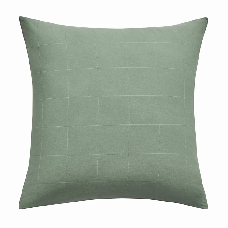 Parure de lit en coton lavé motif carreaux jacquard