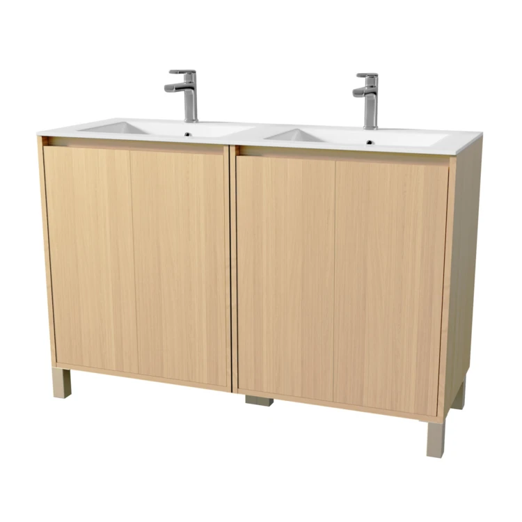 Meuble de salle de bains double vasque avec 4 portes