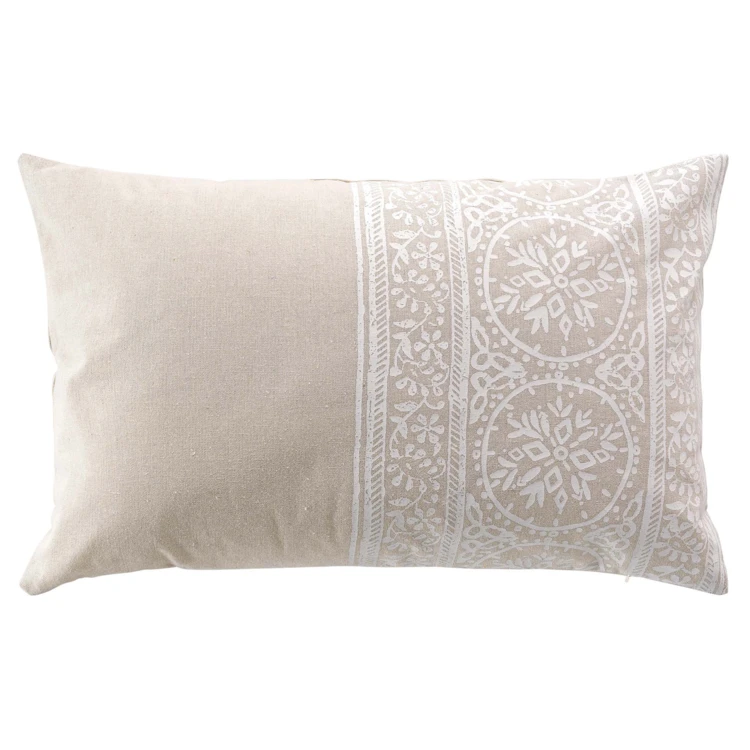 Coussin déhoussable en polycoton imprimé