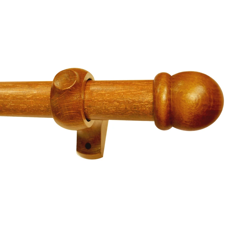 Kit tringle à rideaux en bois avec embouts ronds D28 mm